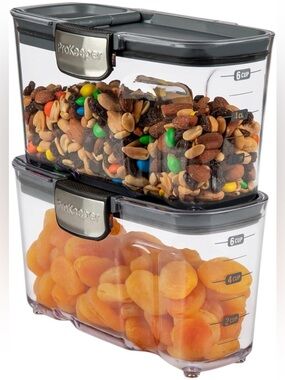 ProKeeper 2 pc Snack & Pantry Airtight Container Set Black Kitchen Storage